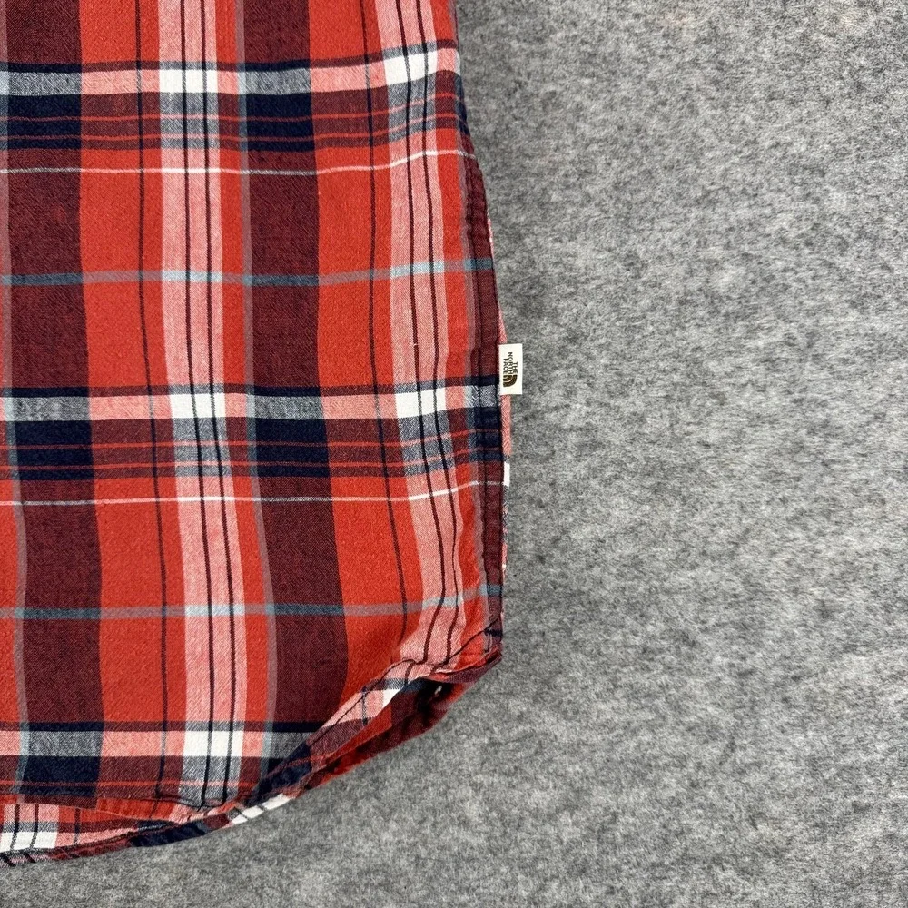 The North Face Loghill Button Up Shirt Plaid Cotton Hemp Mens‎ Medium M